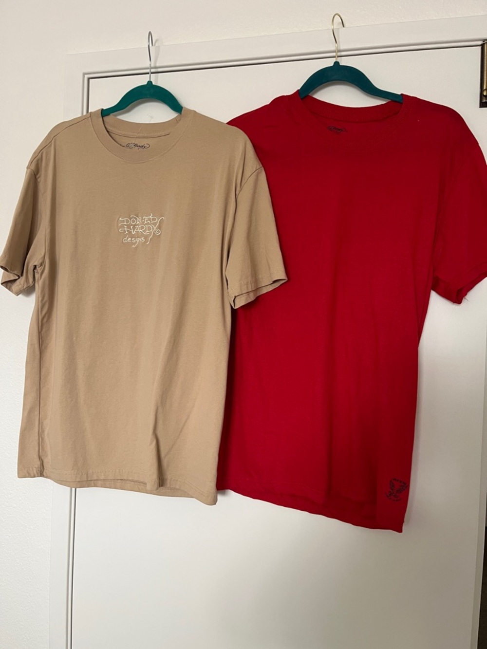 Ed Hardy Men’s T-Shirt - Tan and Red